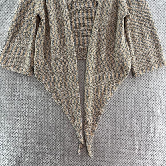 Soft Surroundings Sweater Womens L Beige Blue Knit V-Neck Wrap Cardigan LS - Picture 6 of 14